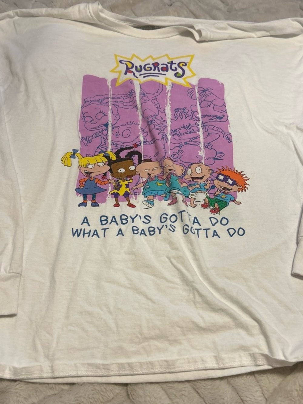 Nickelodeon White Rugrats Graphic Long Sleeve Tee
